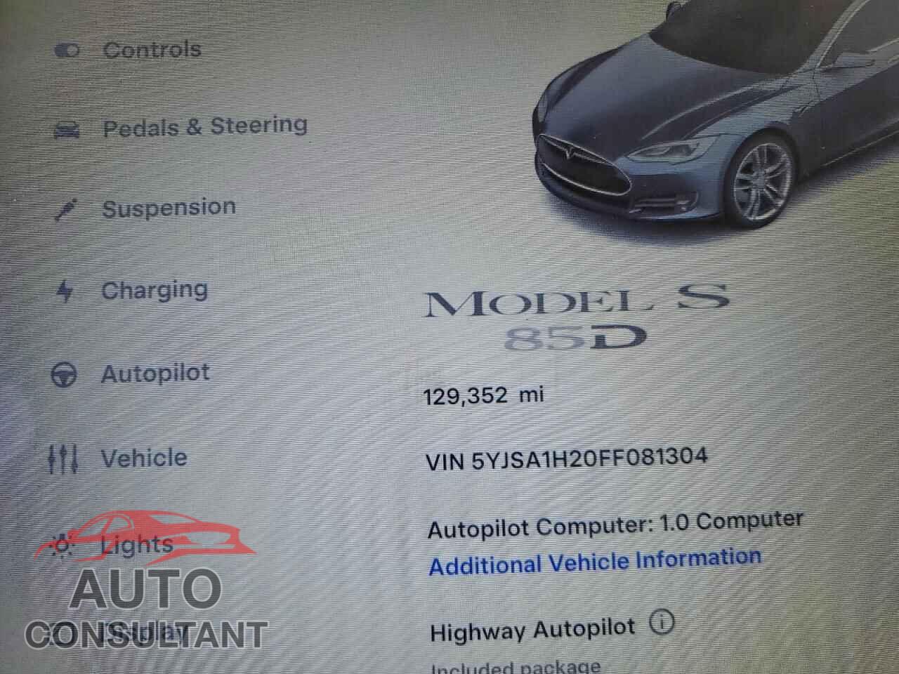 TESLA MODEL S 2015 - 5YJSA1H20FF081304