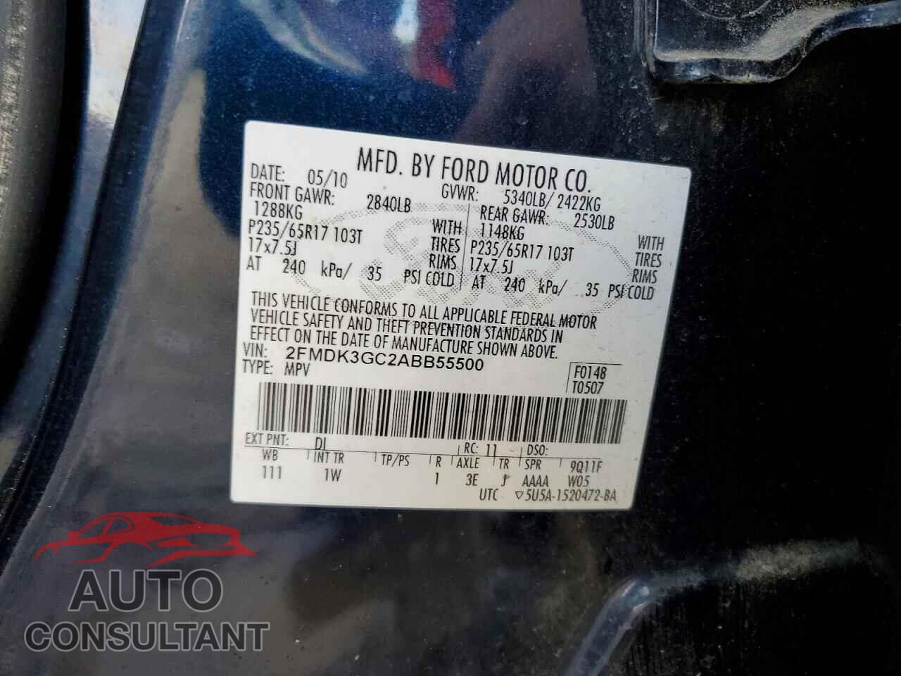 FORD EDGE 2010 - 2FMDK3GC2ABB55500
