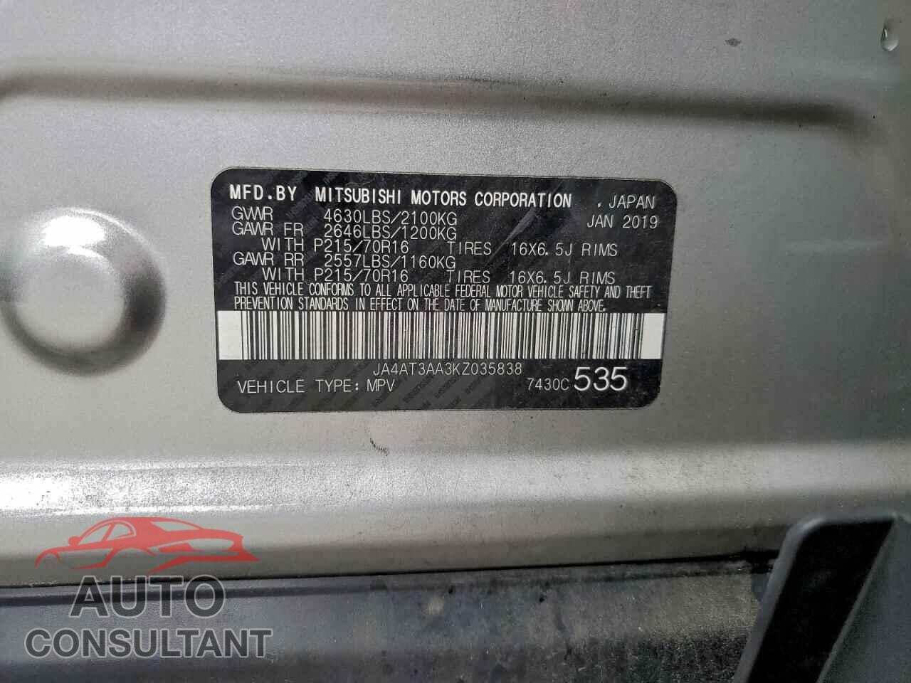 MITSUBISHI ECLIPSE 2019 - JA4AT3AA3KZ035838