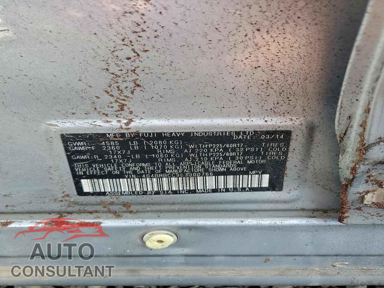 SUBARU OUTBACK 2014 - 4S4BRBCC9E3300766