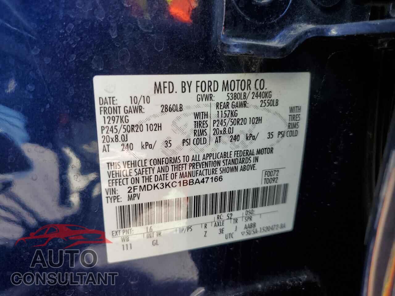 FORD EDGE 2011 - 2FMDK3KC1BBA47166