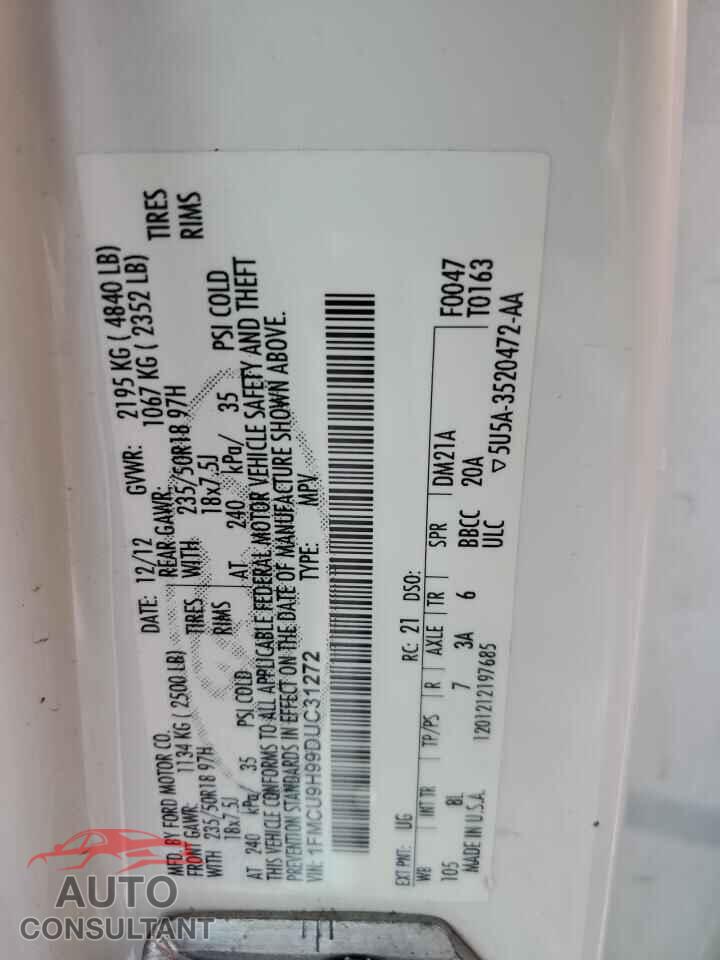 FORD ESCAPE 2013 - 1FMCU9H99DUC31272
