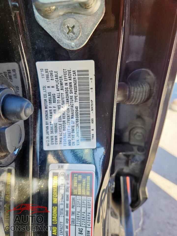 HONDA INSIGHT 2011 - JHMZE2H76BS002640