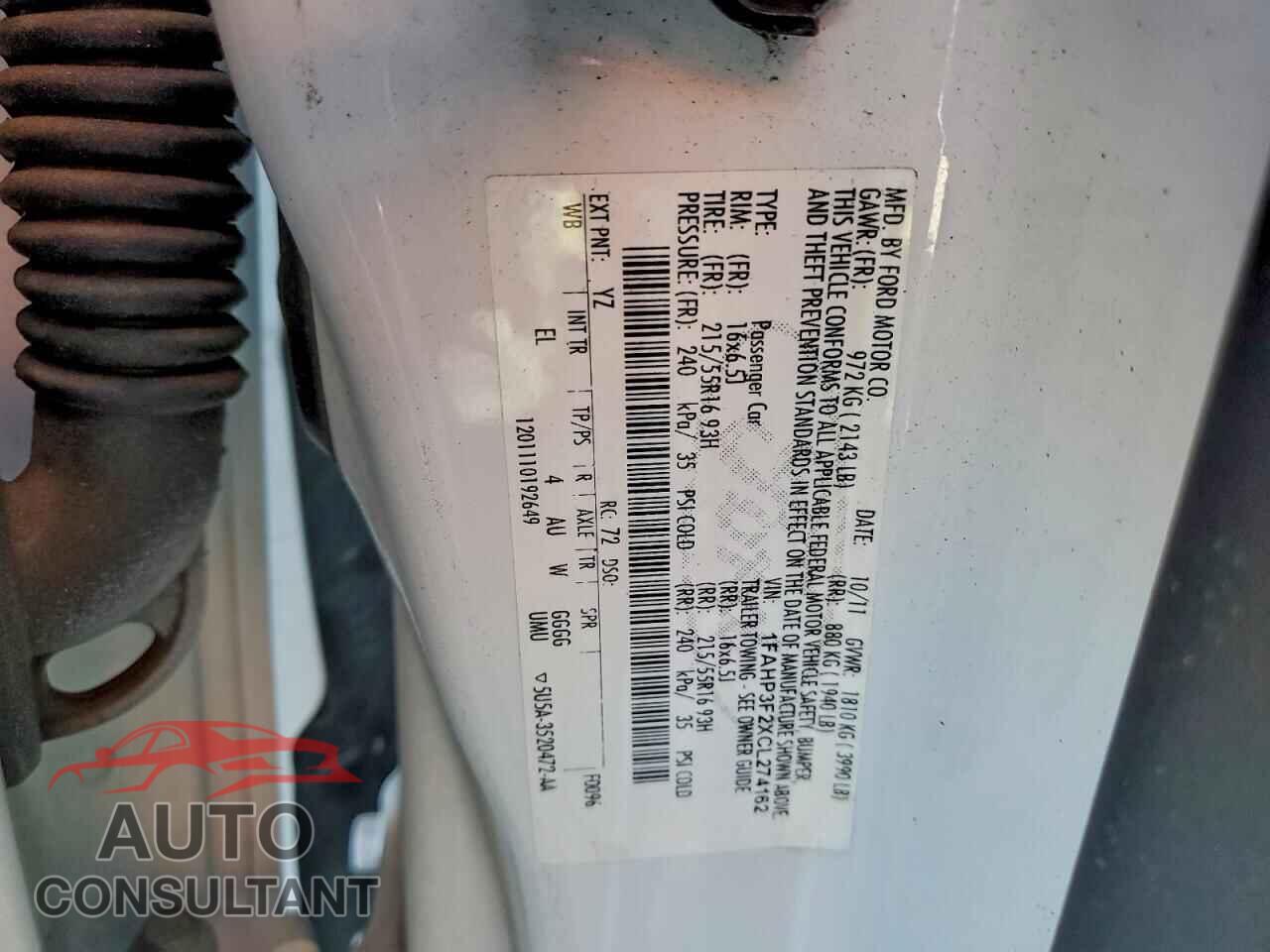 FORD FOCUS 2012 - 1FAHP3F2XCL274162