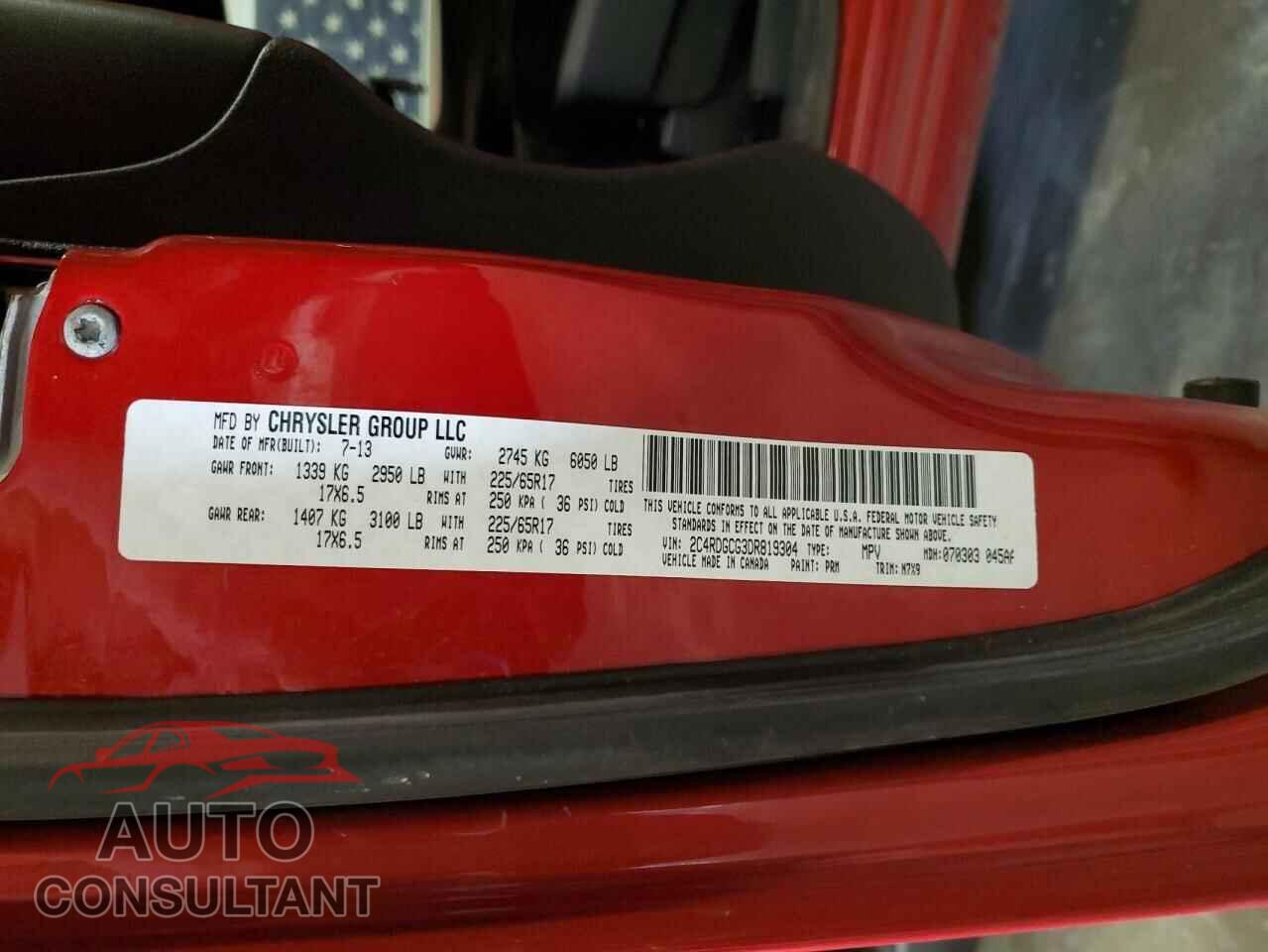 DODGE CARAVAN 2013 - 2C4RDGCG3DR819304