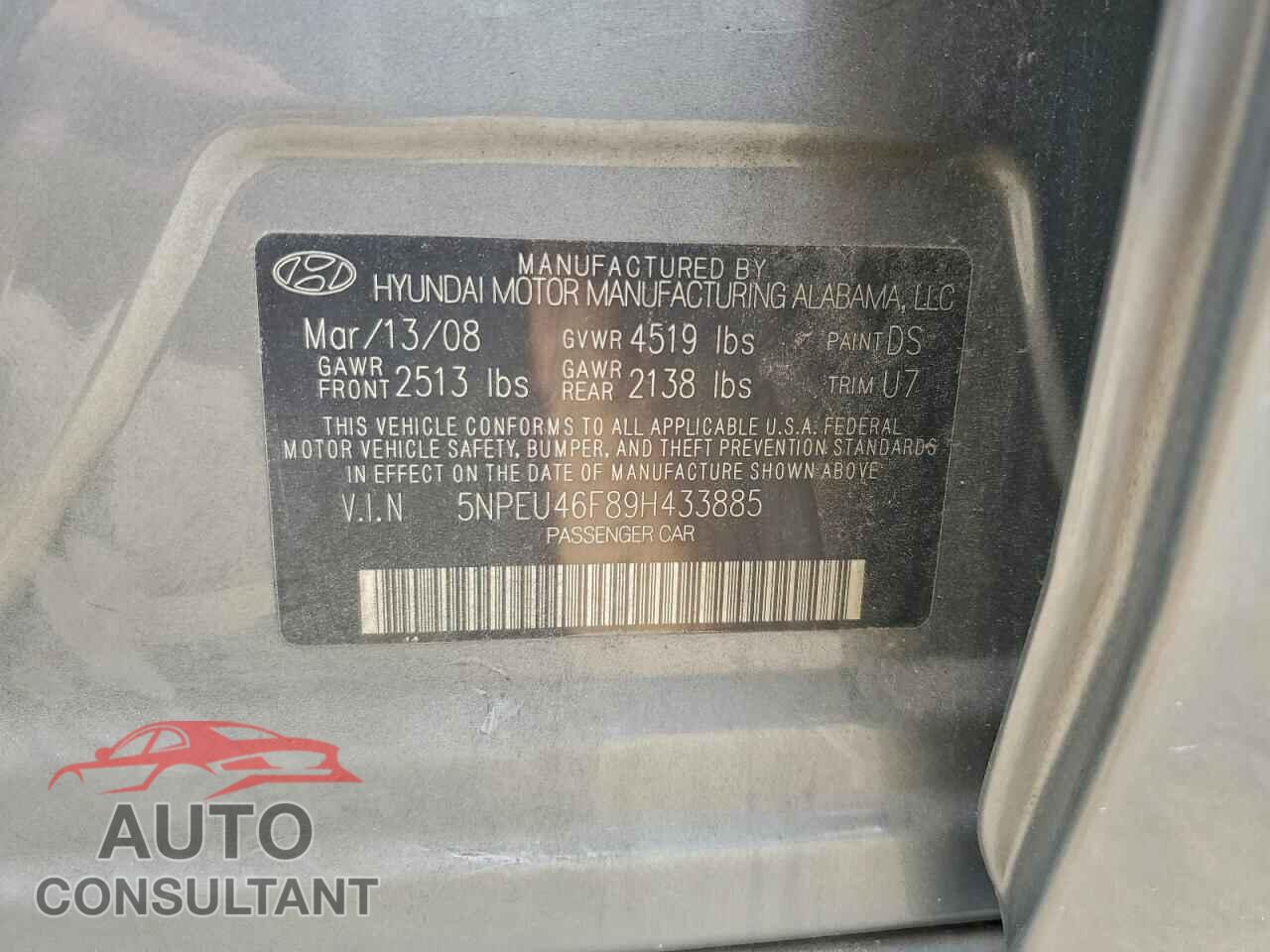 HYUNDAI SONATA 2009 - 5NPEU46F89H433885