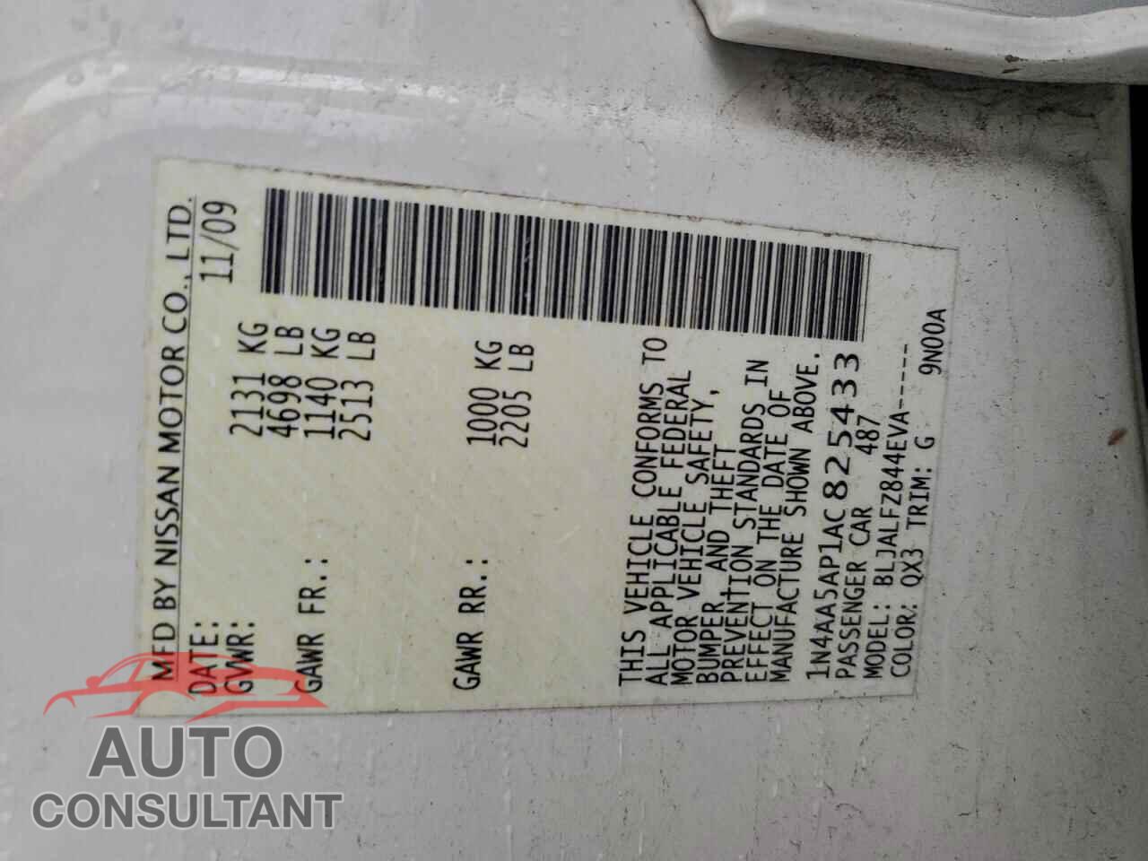 NISSAN MAXIMA 2010 - 1N4AA5AP1AC825433