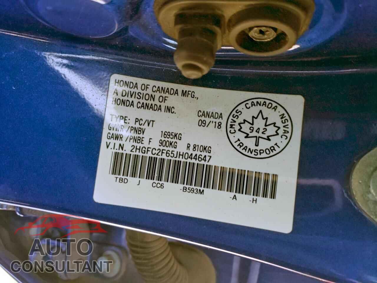 HONDA CIVIC 2018 - 2HGFC2F65JH044647