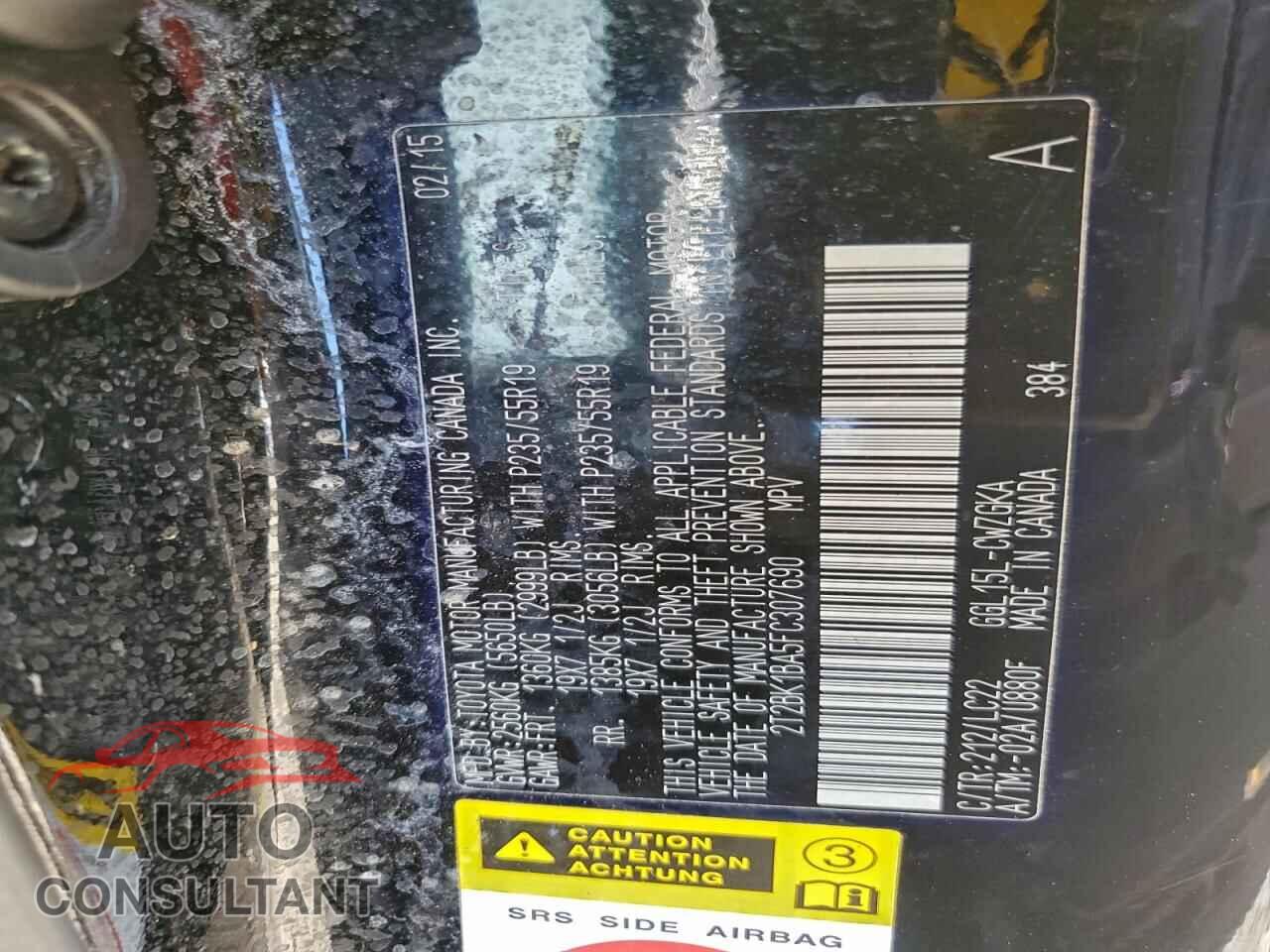 LEXUS RX350 2015 - 2T2BK1BA5FC307690