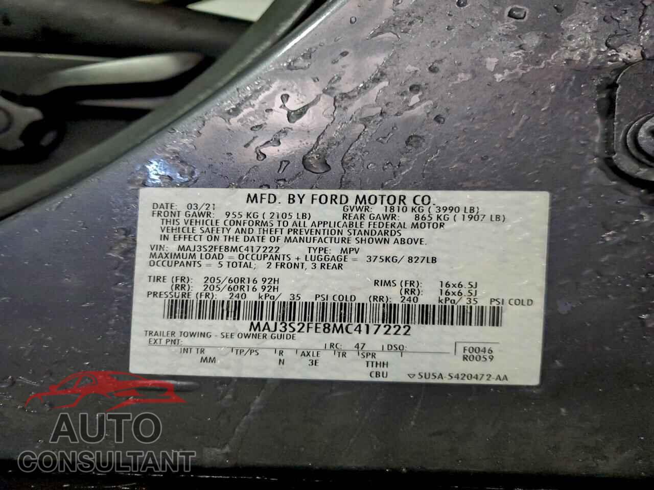 FORD ECOSPORT 2021 - MAJ3S2FE8MC417222