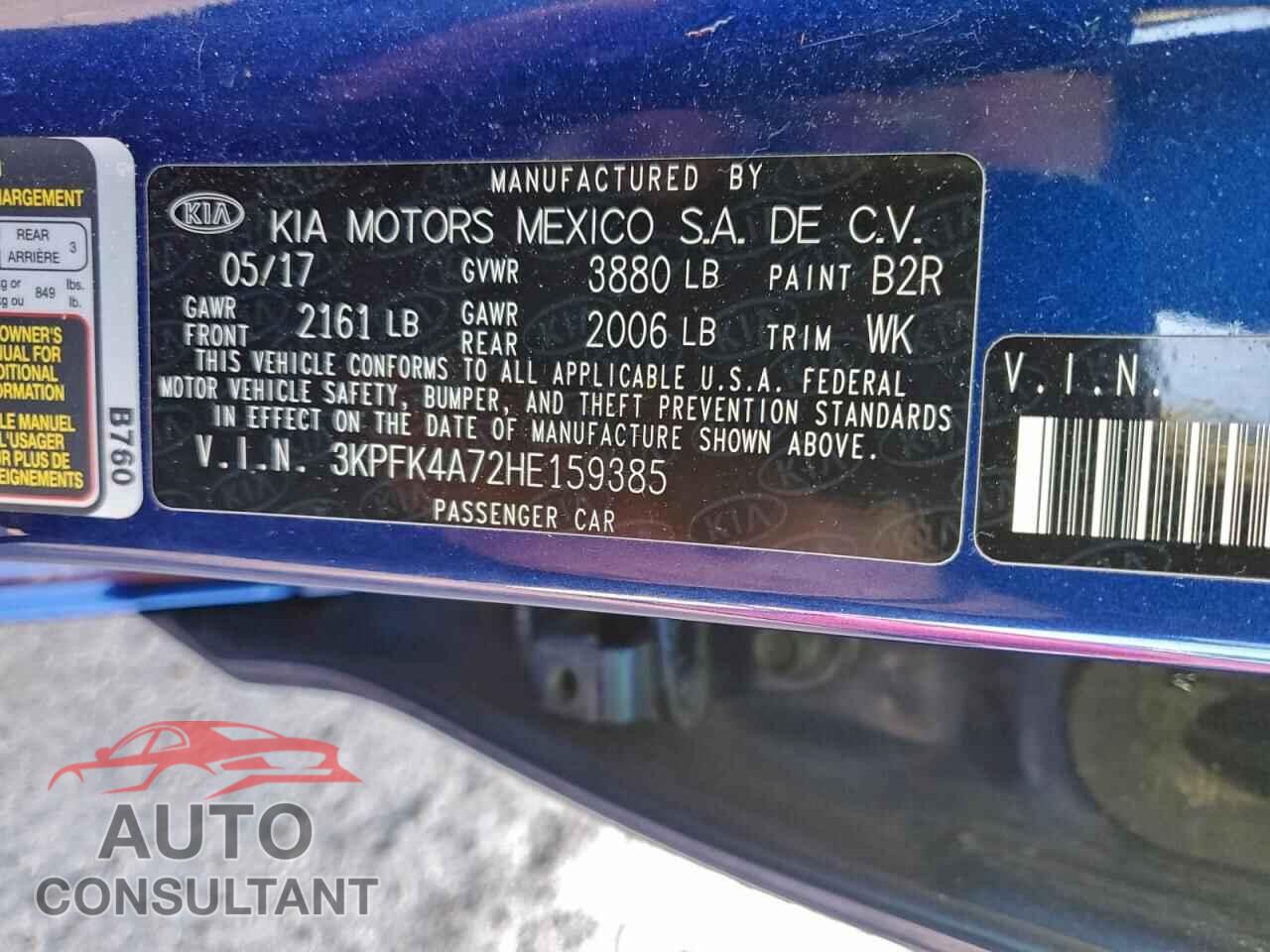KIA FORTE 2017 - 3KPFK4A72HE159385