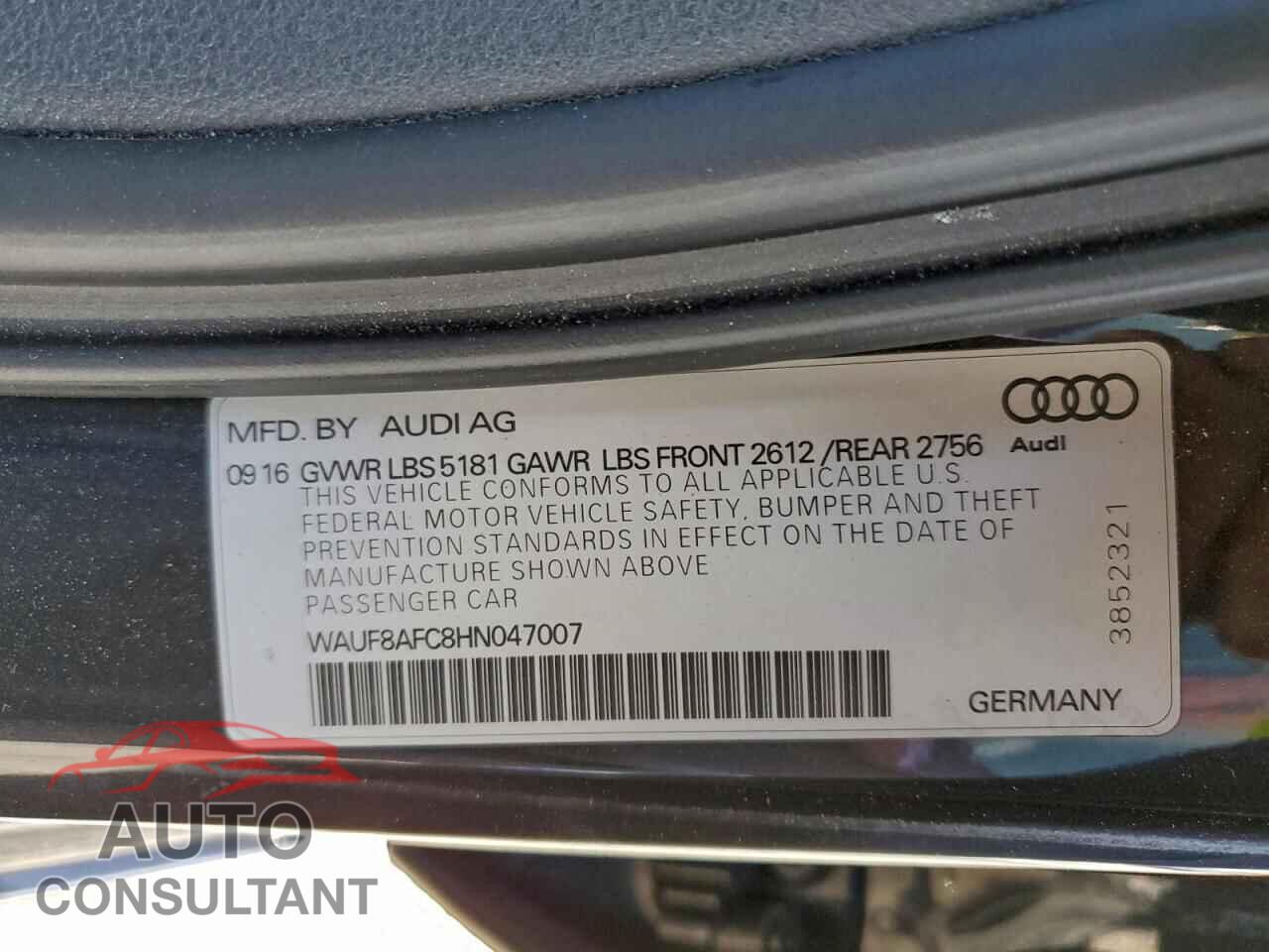 AUDI A6 2017 - WAUF8AFC8HN047007