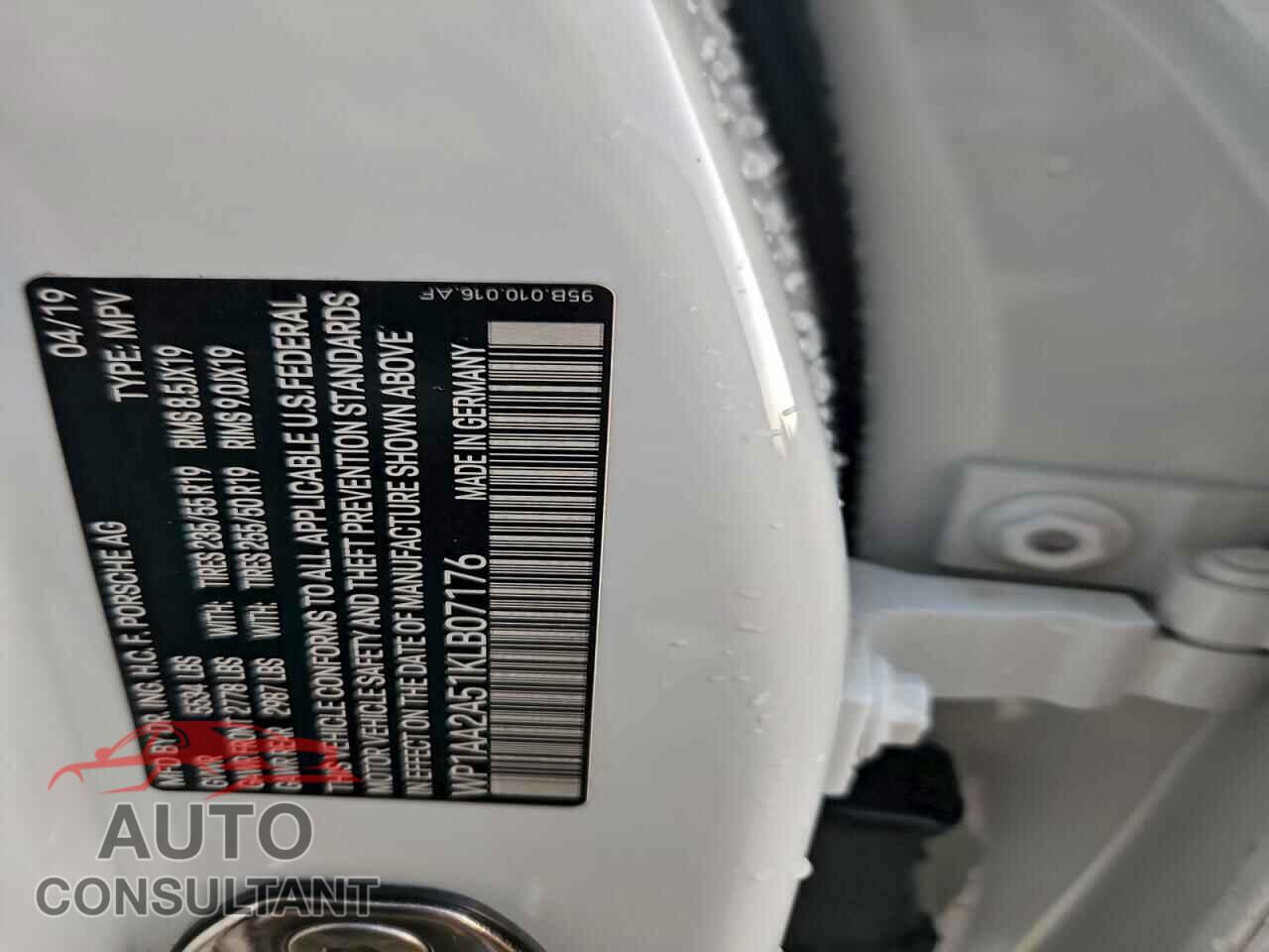 PORSCHE MACAN 2019 - WP1AA2A51KLB07176