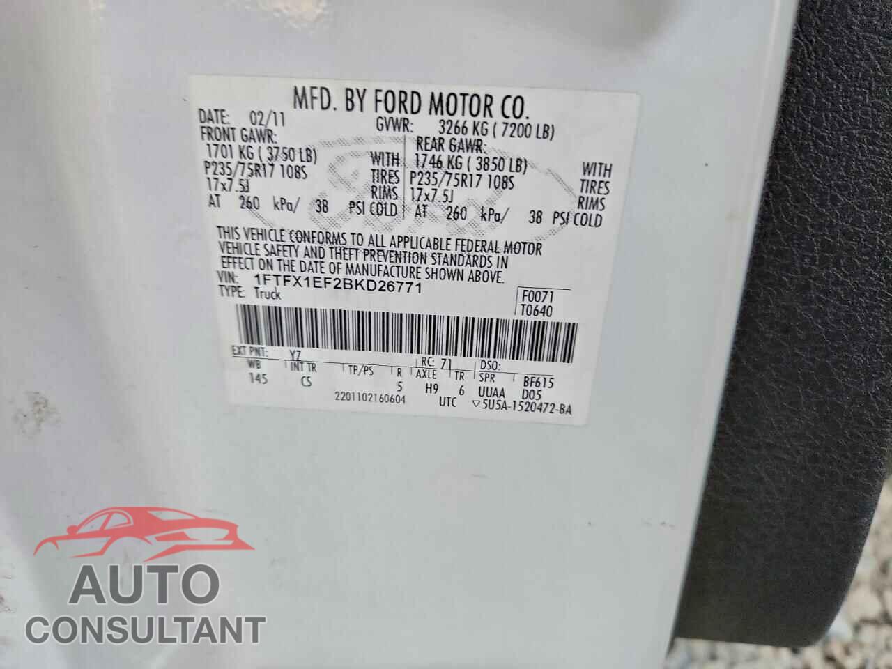 FORD F-150 2011 - 1FTFX1EF2BKD26771
