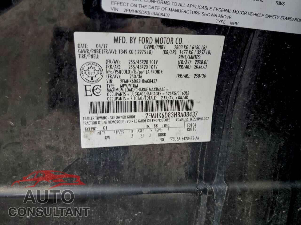 FORD FLEX 2017 - 2FMHK6D83HBA08437