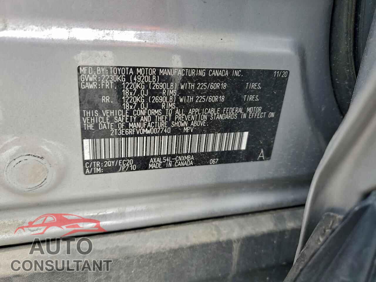 TOYOTA RAV4 2021 - 2T3E6RFV0MW007740