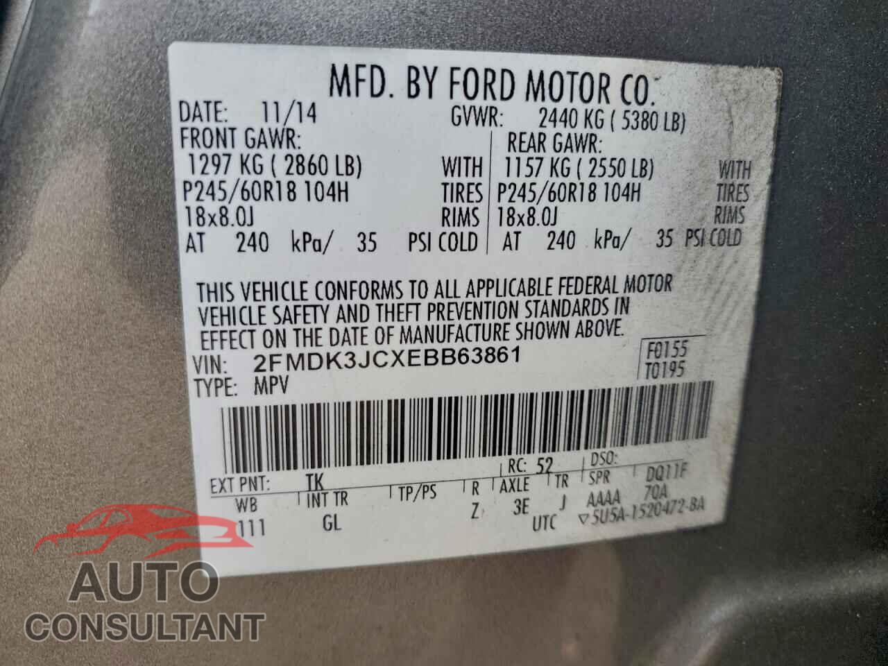 FORD EDGE 2014 - 2FMDK3JCXEBB63861