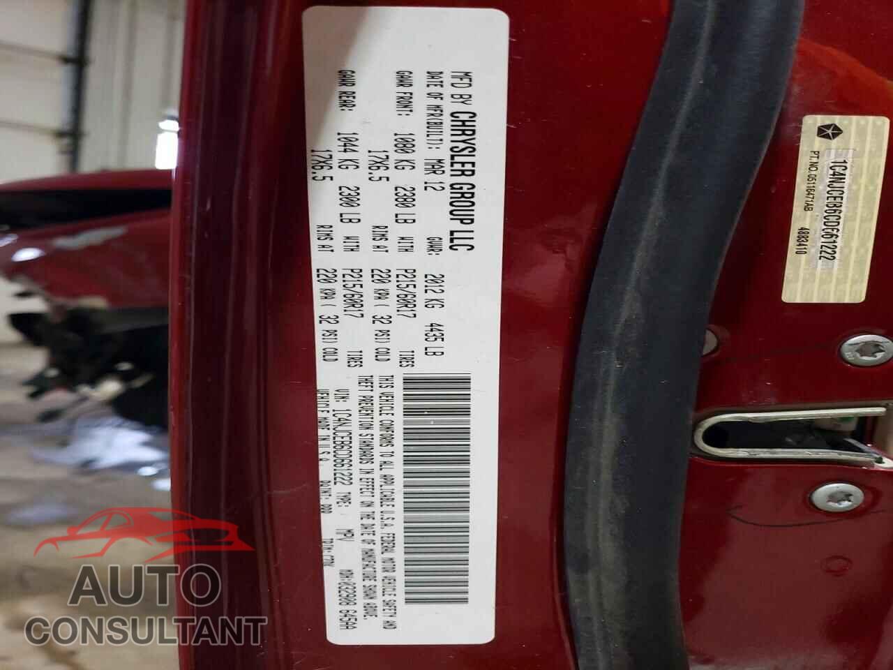JEEP COMPASS 2012 - 1C4NJCEB6CD661222