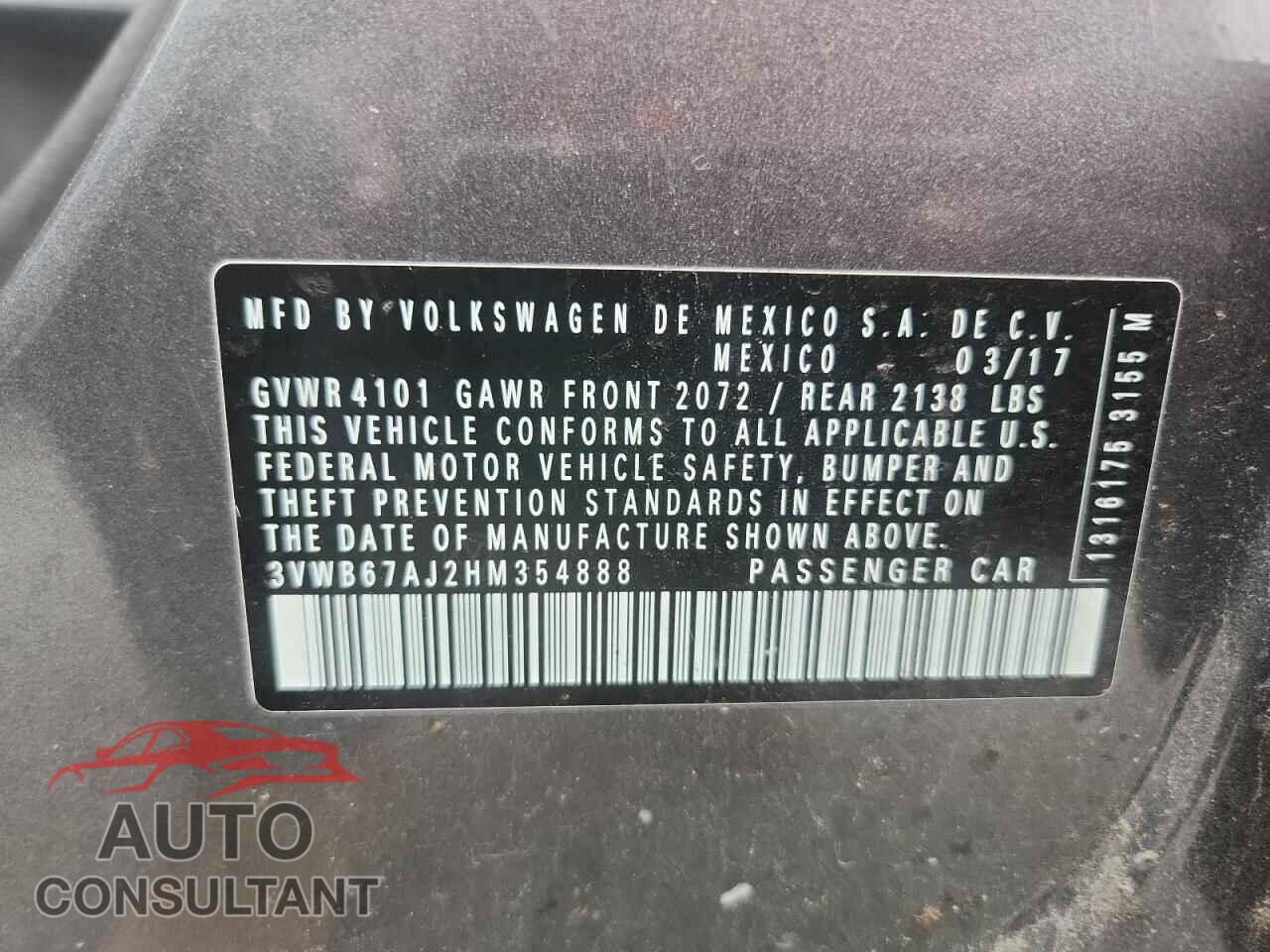 VOLKSWAGEN JETTA 2017 - 3VWB67AJ2HM354888