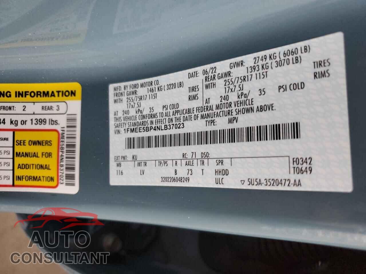 FORD BRONCO 2022 - 1FMEE5BP4NLB37023