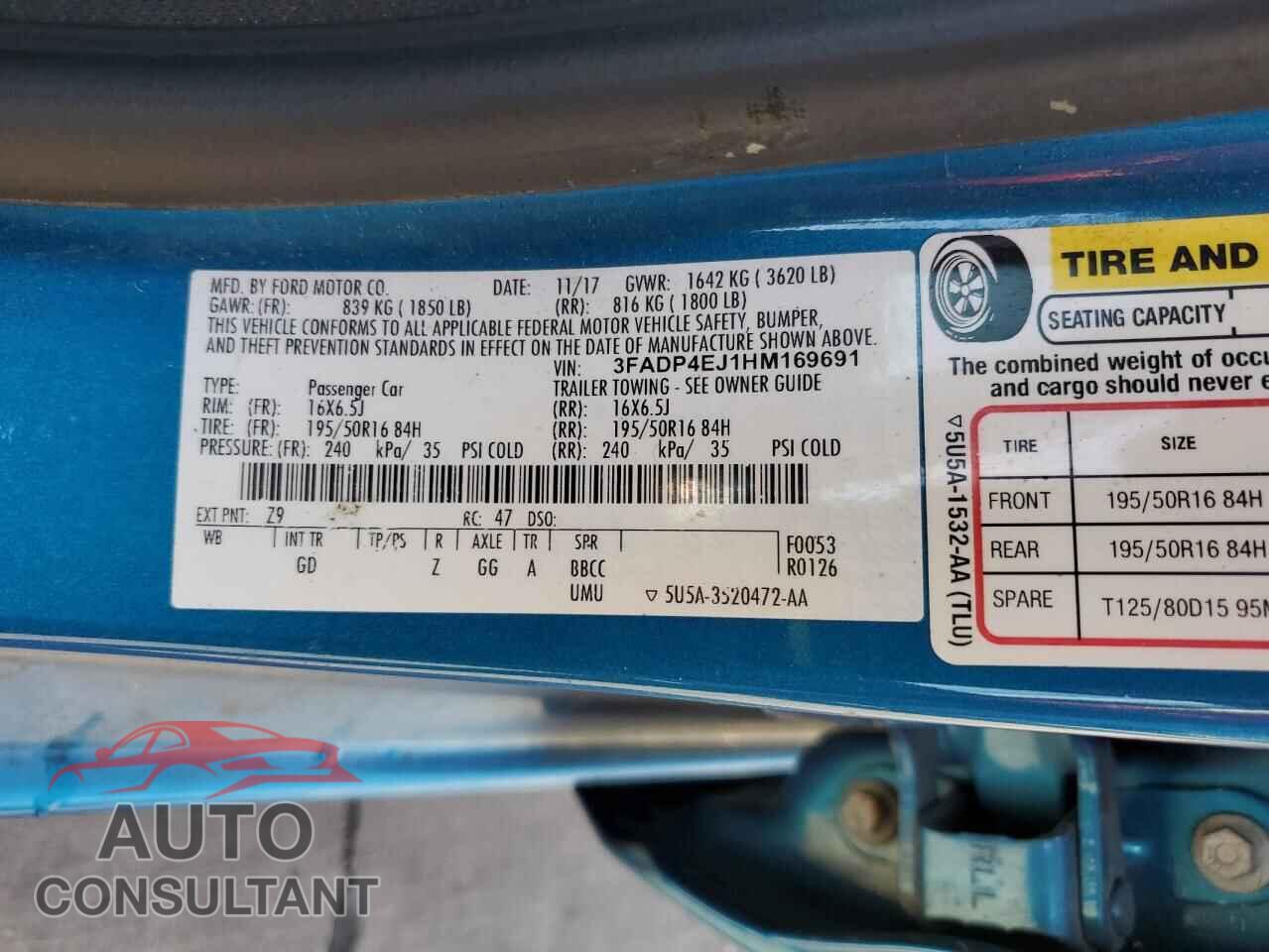 FORD FIESTA 2017 - 3FADP4EJ1HM169691