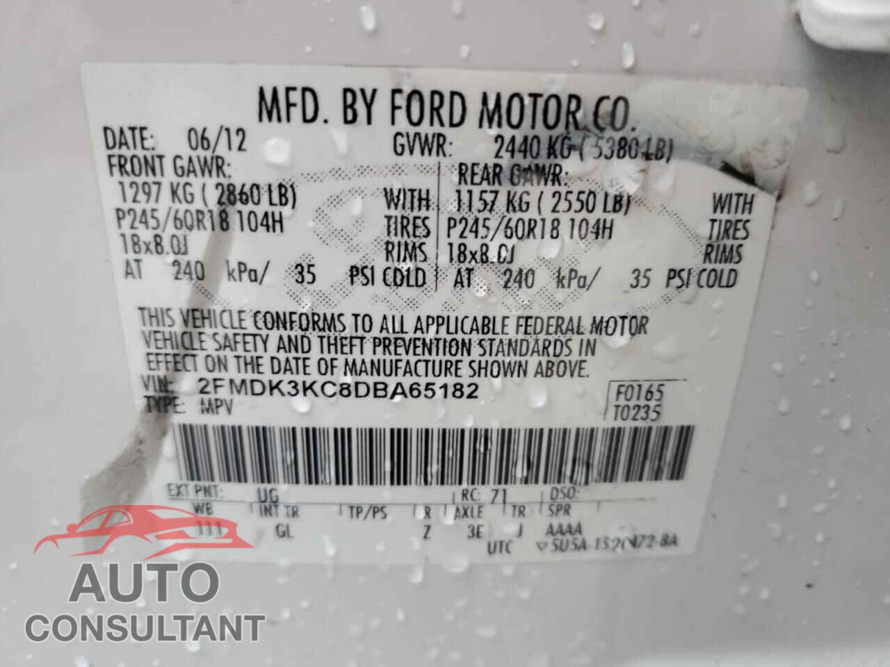 FORD EDGE 2013 - 2FMDK3KC8DBA65182