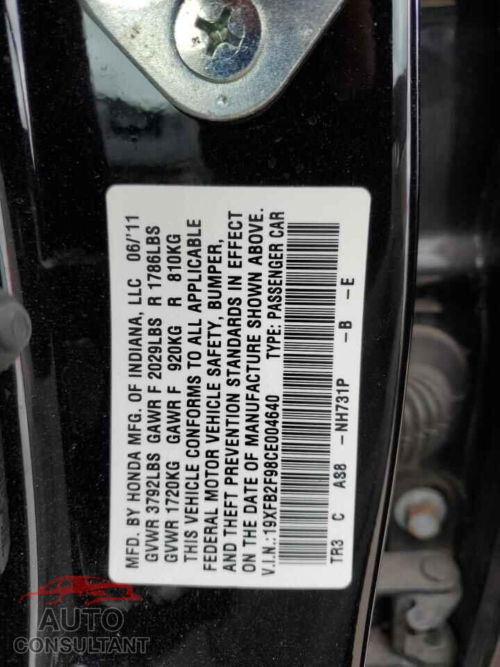 HONDA CIVIC 2012 - 19XFB2F98CE004640