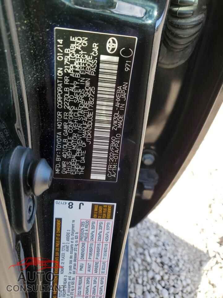 TOYOTA PRIUS 2014 - JTDKN3DU3E1782725