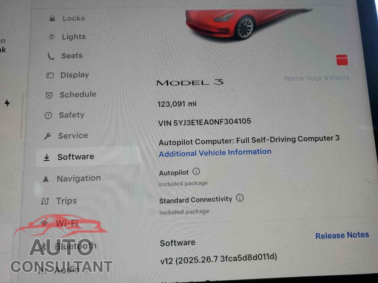 TESLA MODEL 3 2022 - 5YJ3E1EA0NF304105