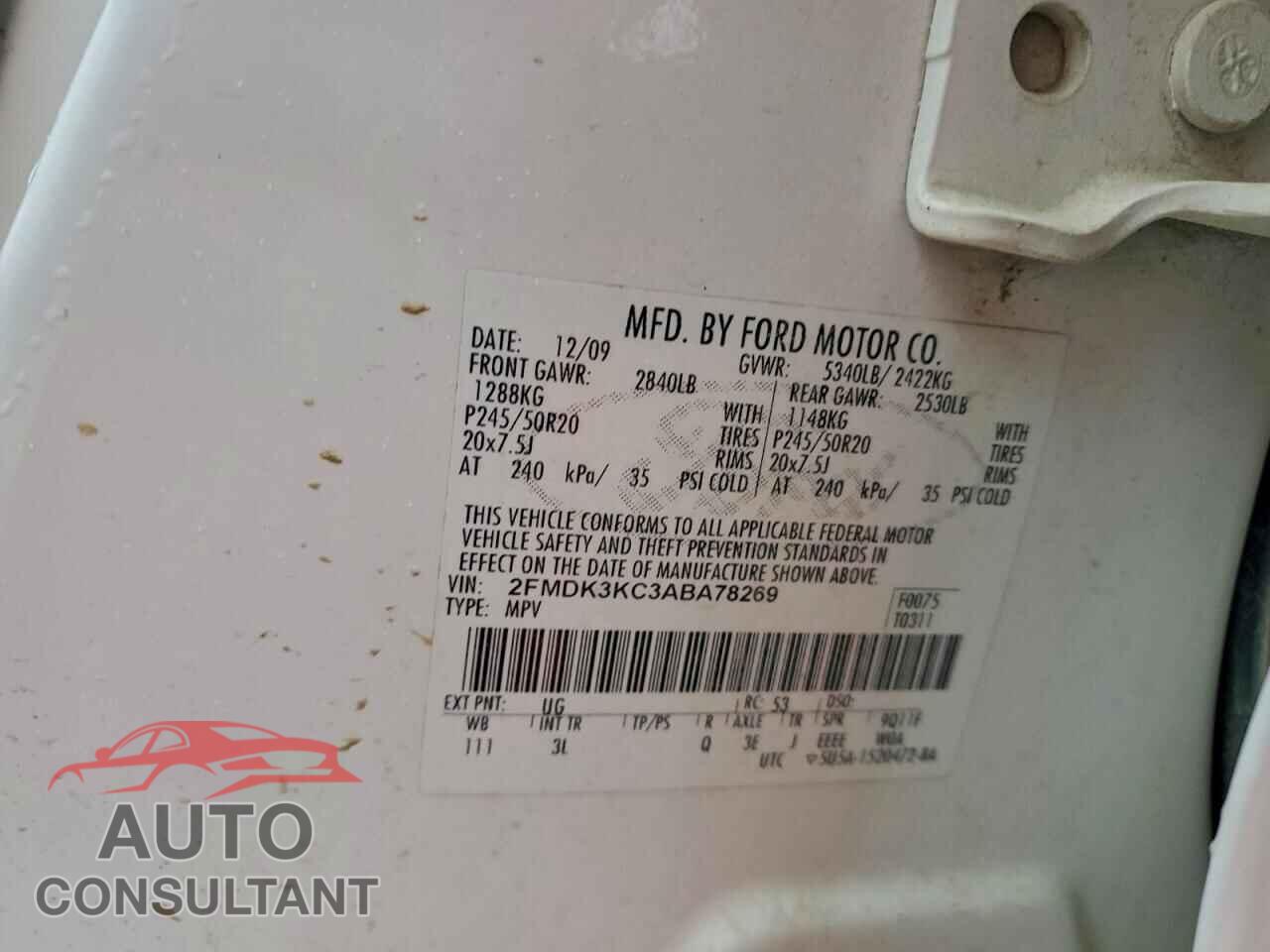 FORD EDGE 2010 - 2FMDK3KC3ABA78269