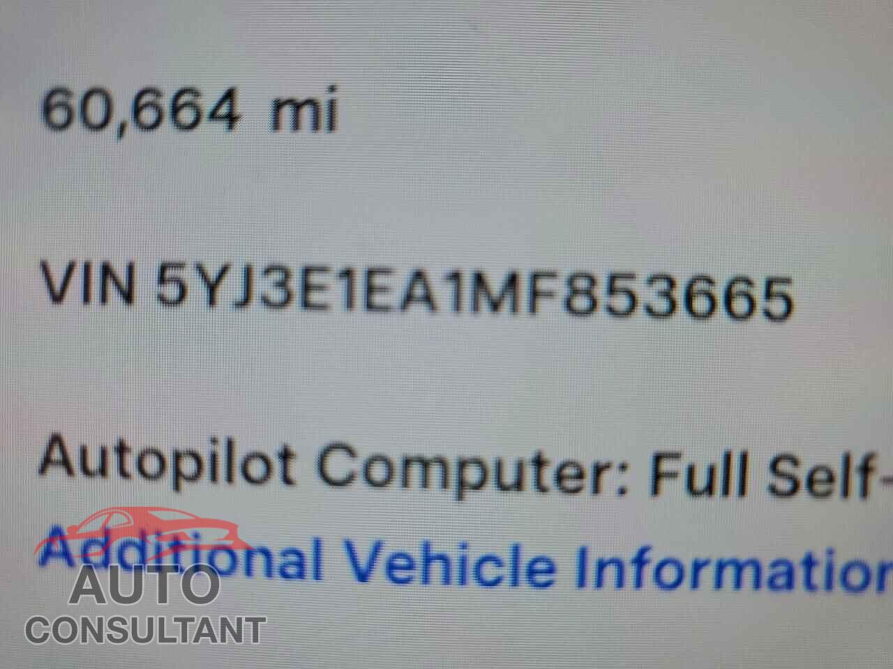 TESLA MODEL 3 2021 - 5YJ3E1EA1MF853665