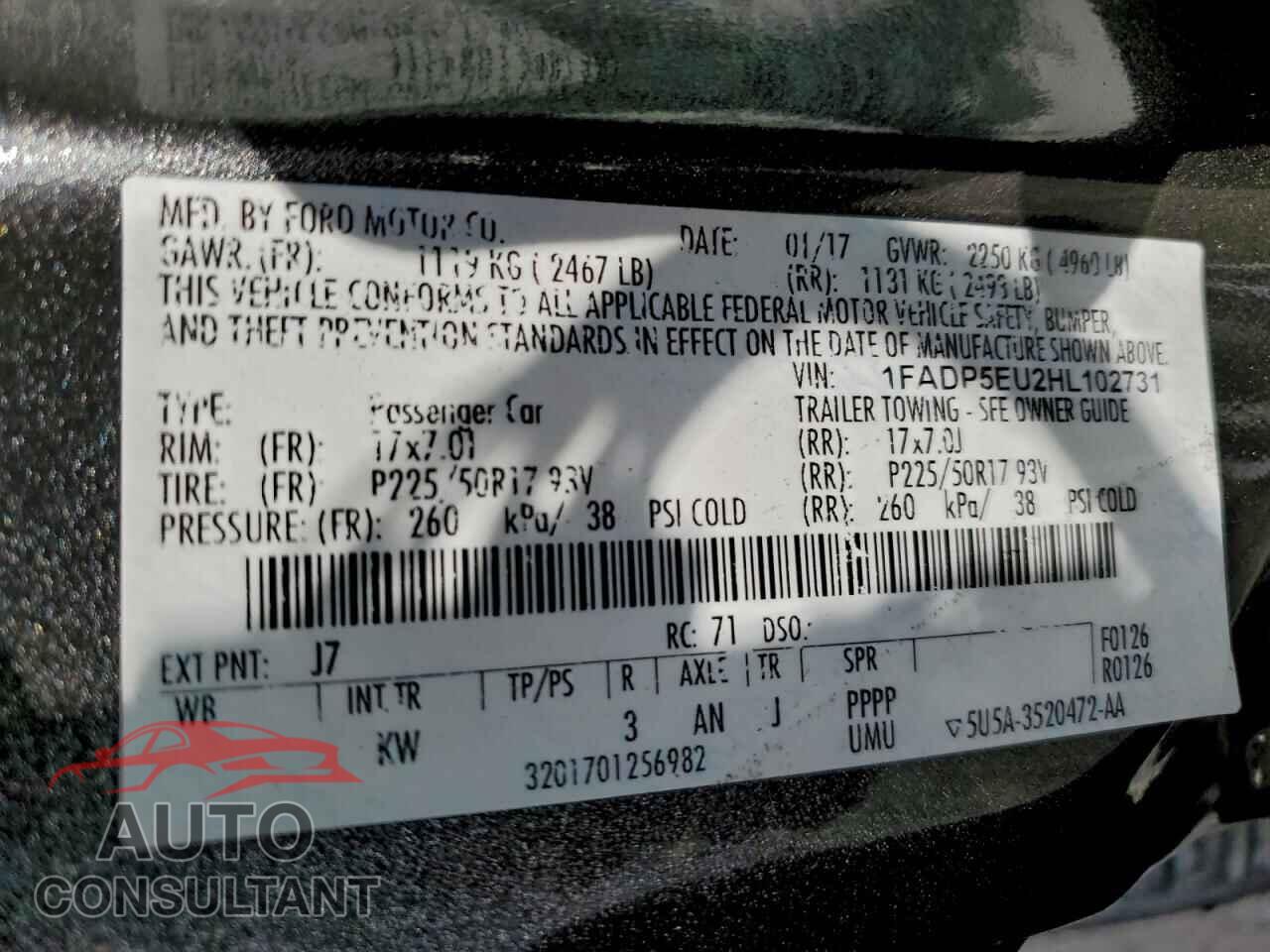 FORD CMAX 2017 - 1FADP5EU2HL102731