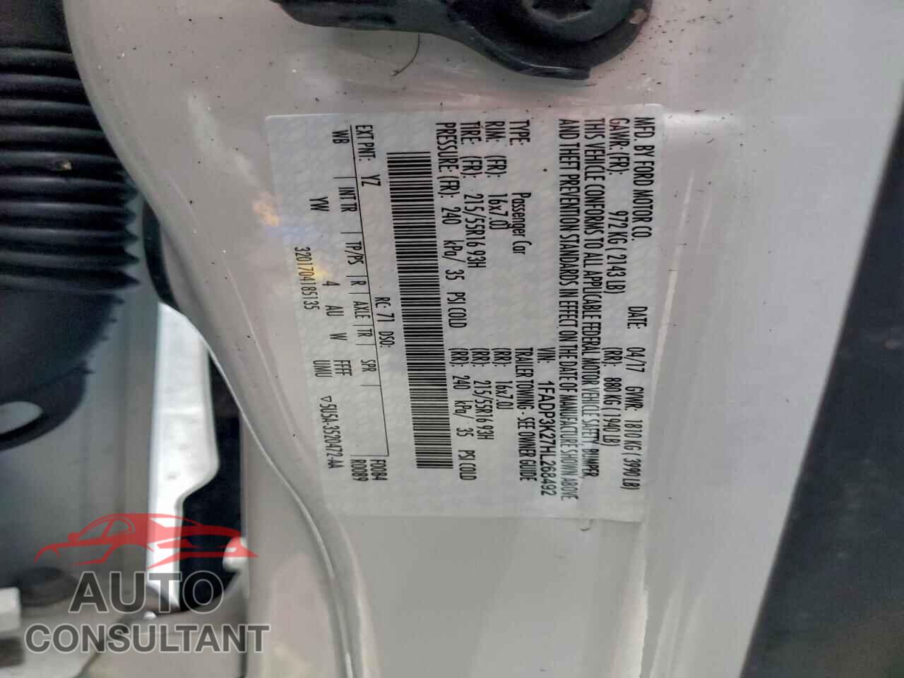 FORD FOCUS 2017 - 1FADP3K27HL268492