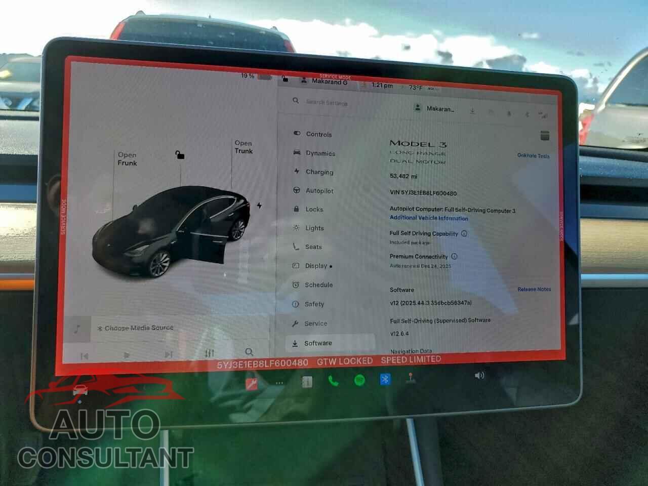 TESLA MODEL 3 2020 - 5YJ3E1EB8LF600480