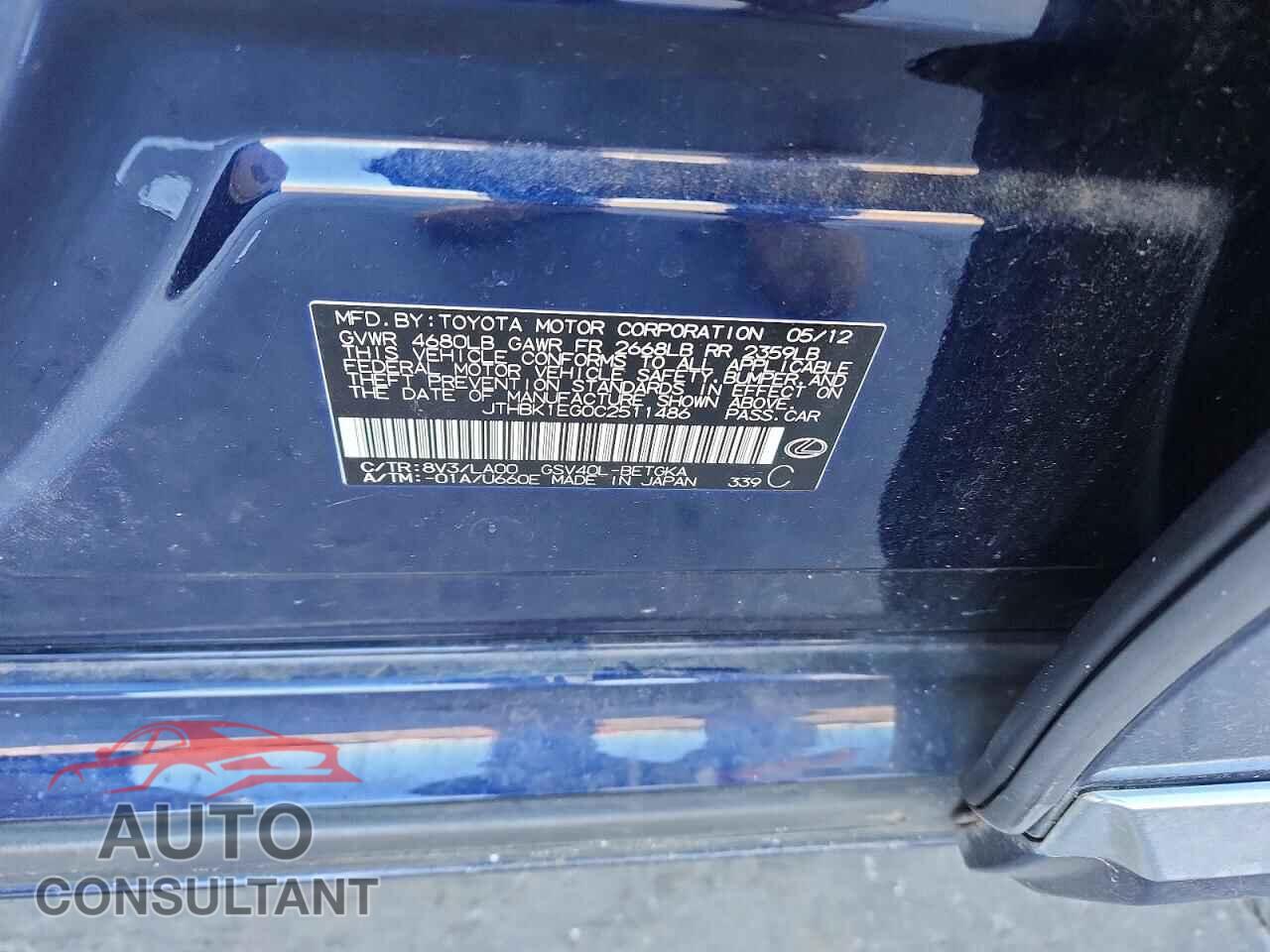 LEXUS ES350 2012 - JTHBK1EG0C2511486