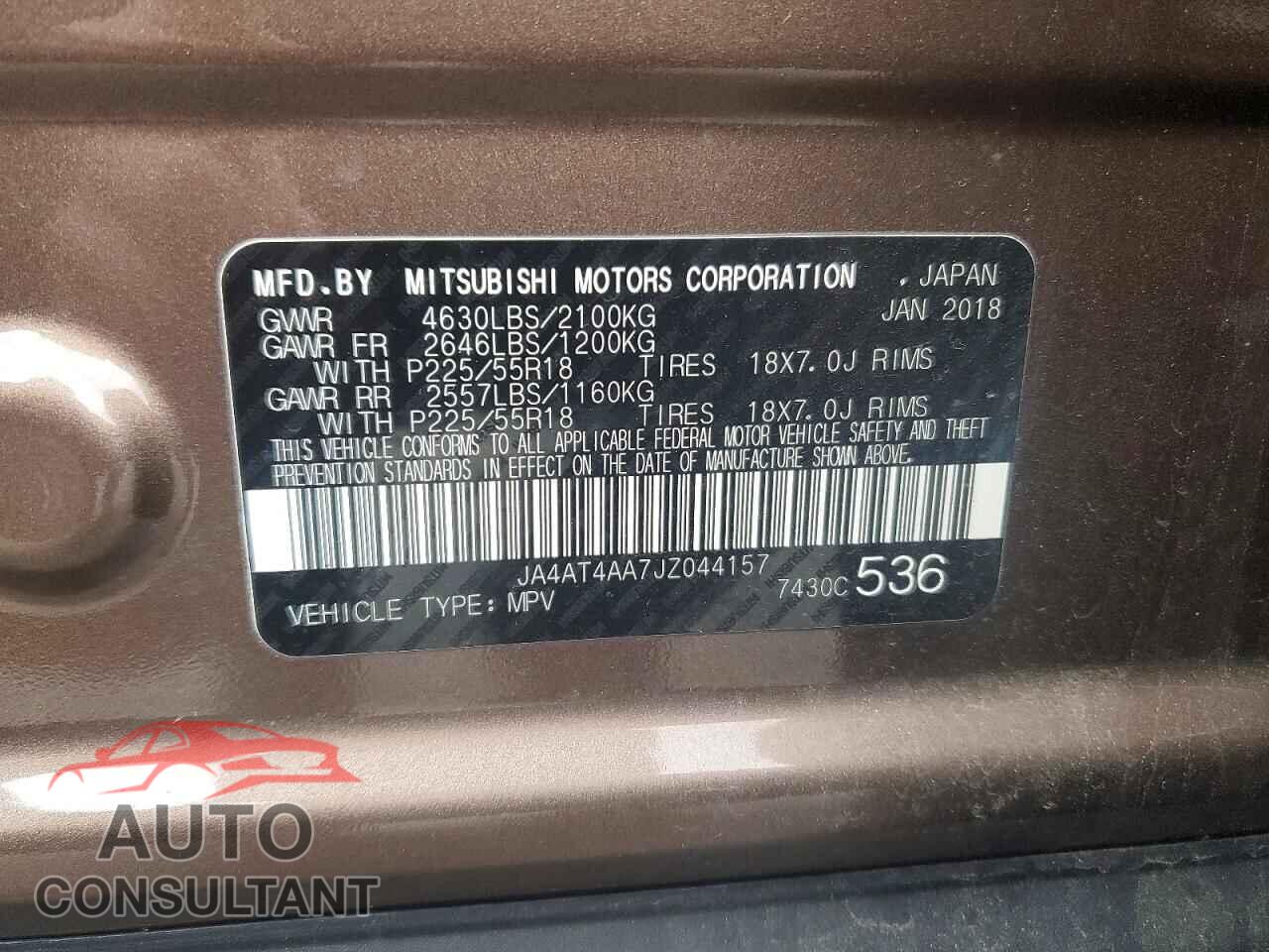 MITSUBISHI ECLIPSE 2018 - JA4AT4AA7JZ044157