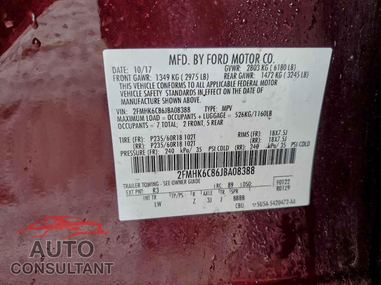 FORD FLEX 2018 - 2FMHK6C86JBA08388