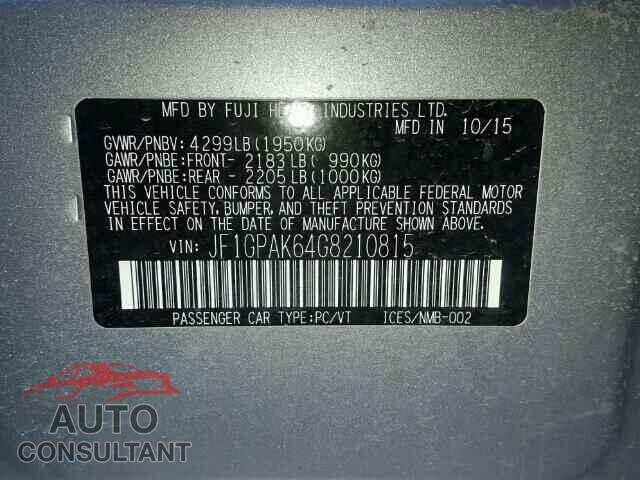 SUBARU IMPREZA 2016 - JF1GPAK64G8210815