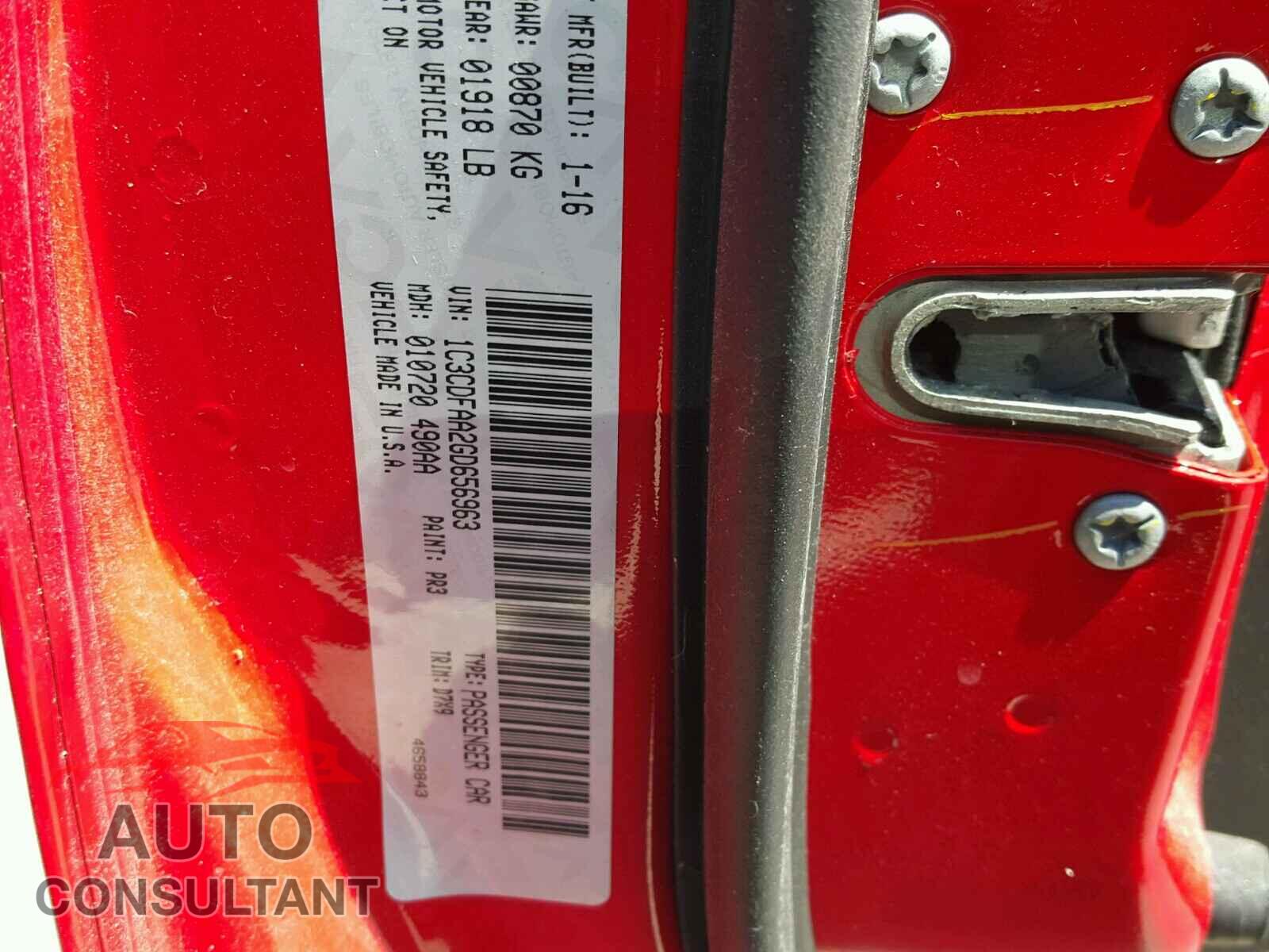 DODGE DART 2016 - 1C3CDFAA2GD656963