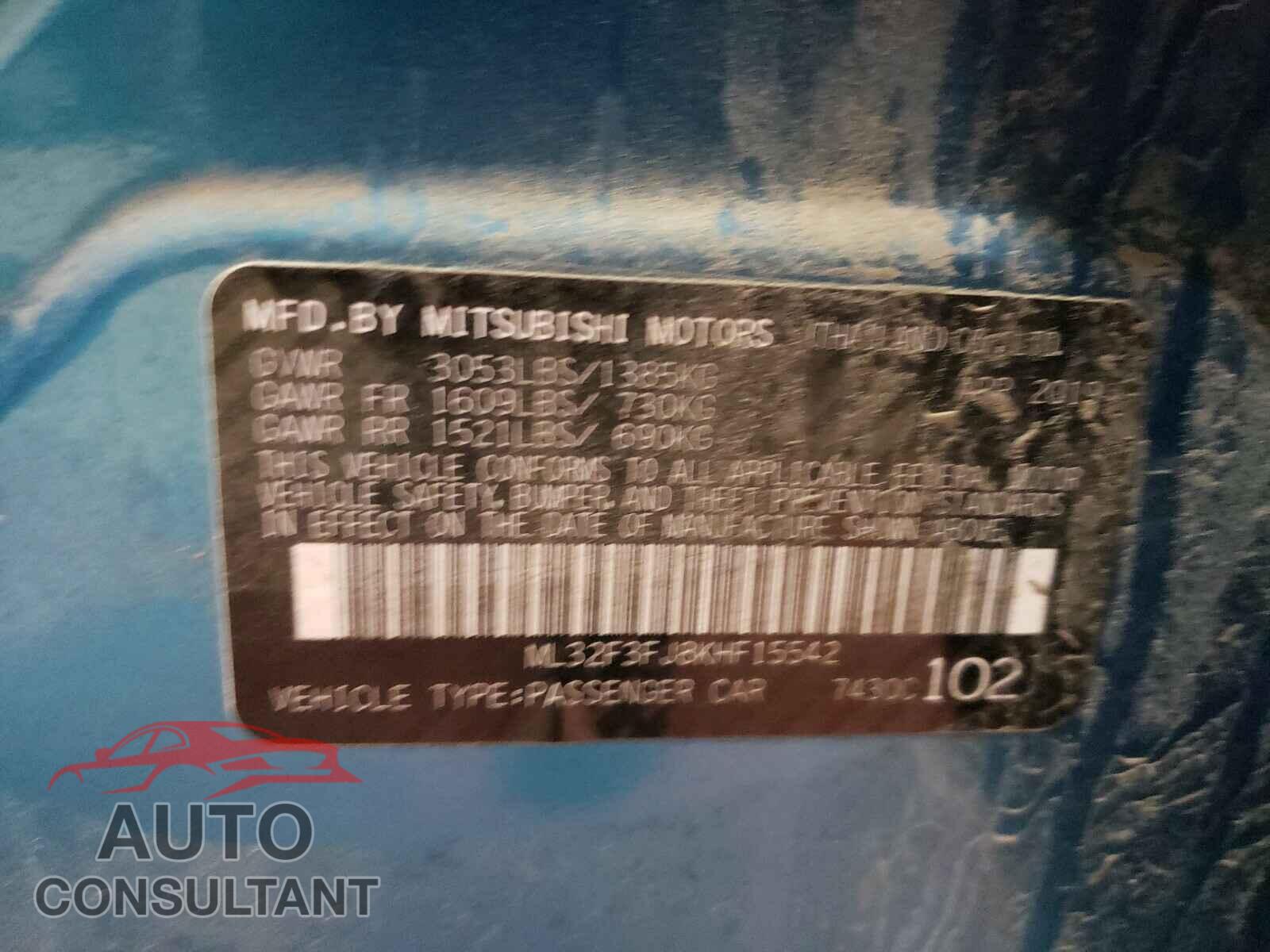 MITSUBISHI MIRAGE 2019 - ML32F3FJ8KHF15542