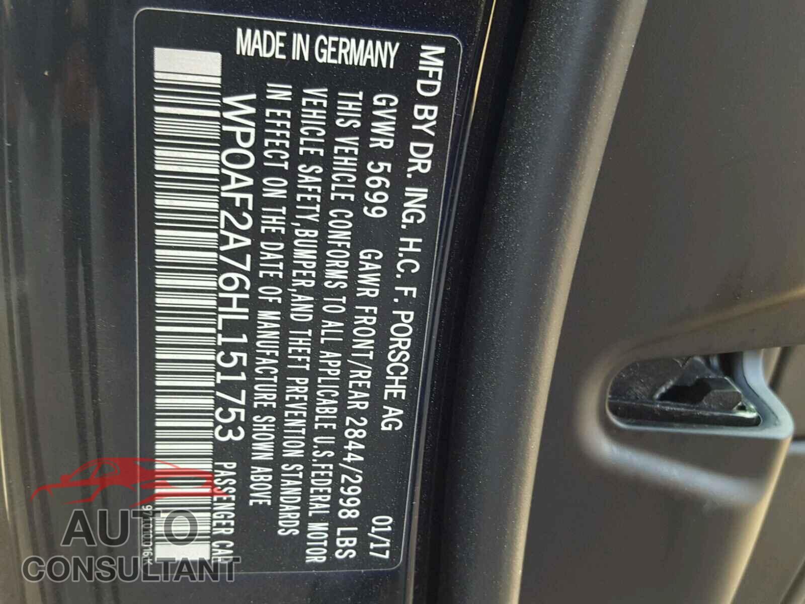 PORSCHE PANAMERA 2017 - WP0AF2A76HL151753