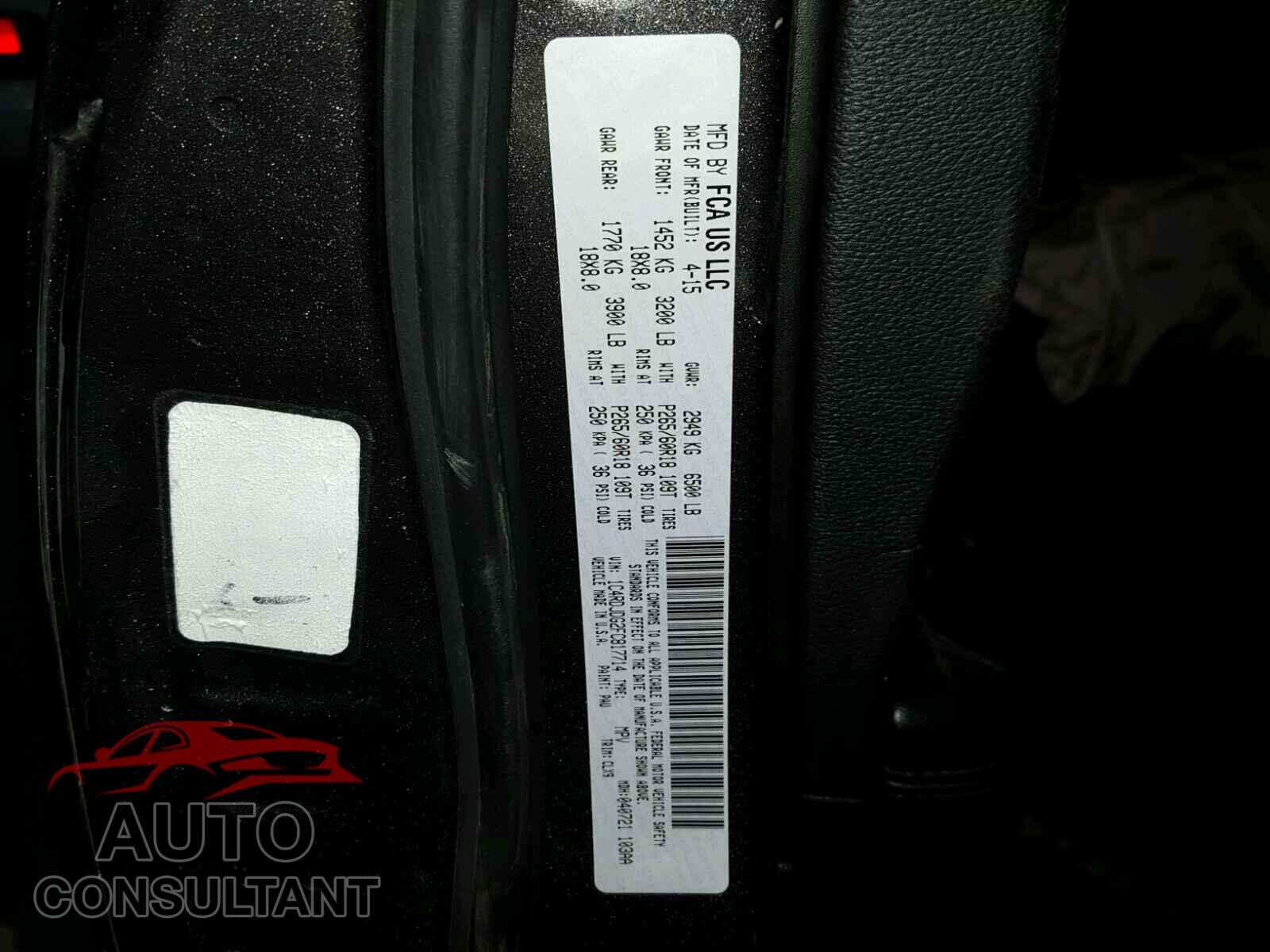 DODGE DURANGO 2015 - 1C4RDJDG2FC817714