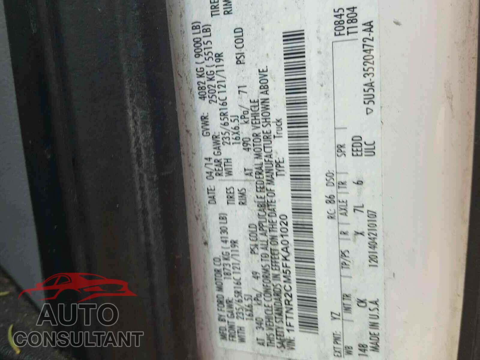 FORD TRANSIT CO 2015 - 1FTNR2CM5FKA01020