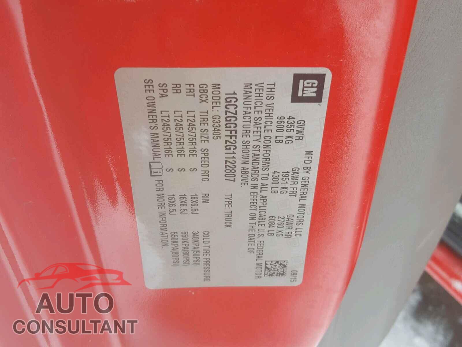 CHEVROLET EXPRESS 2016 - 1GCZGGFF2G1122807