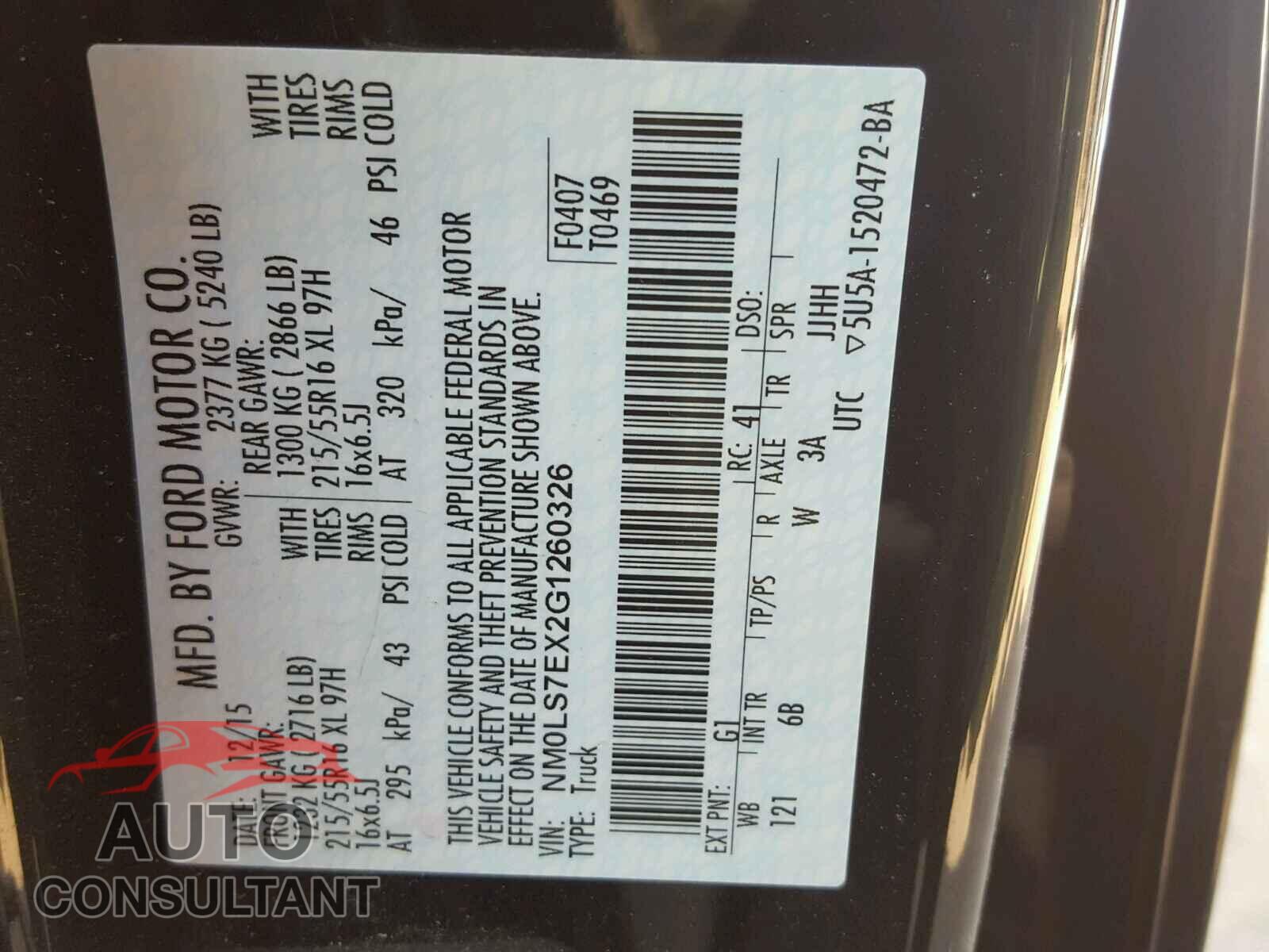 FORD TRANSIT CO 2016 - NM0LS7EX2G1260326