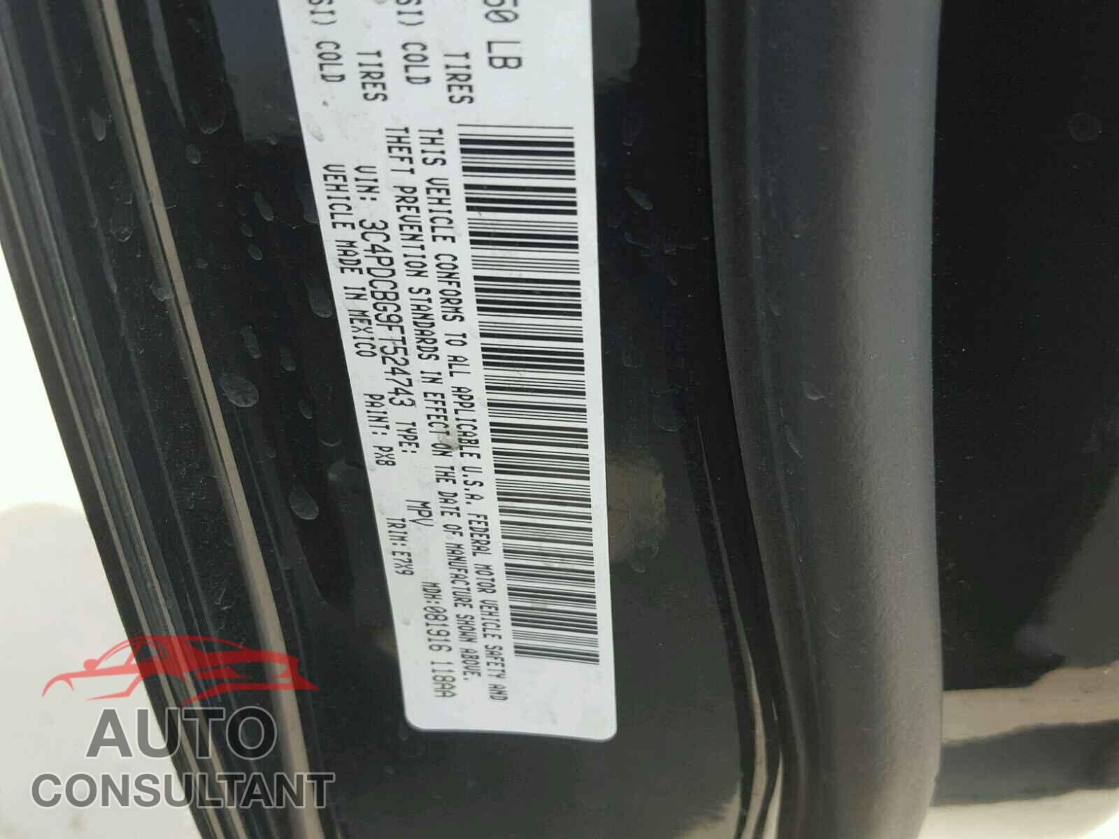 DODGE JOURNEY 2015 - 3C4PDCBG9FT524743