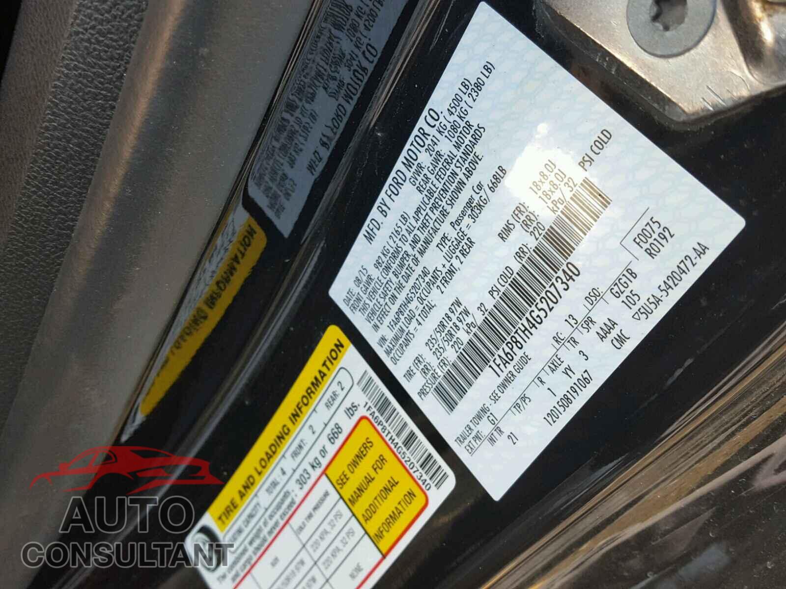 FORD MUSTANG 2016 - 1FA6P8TH4G5207340