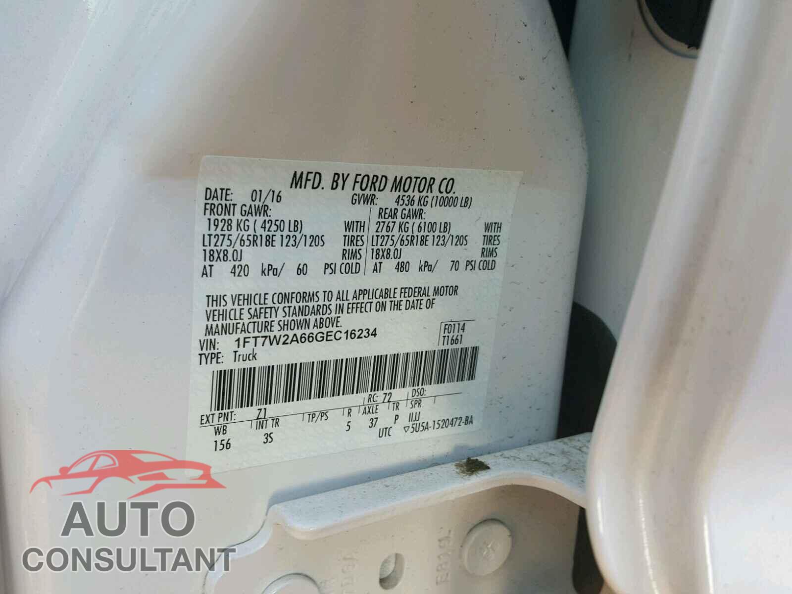 FORD F250 2016 - 1FT7W2A66GEC16234
