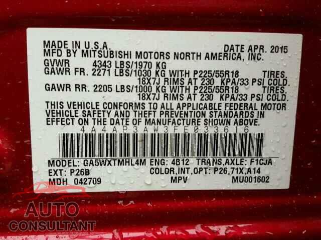 MITSUBISHI OUTLANDER 2015 - 4A4AP3AW3FE033616
