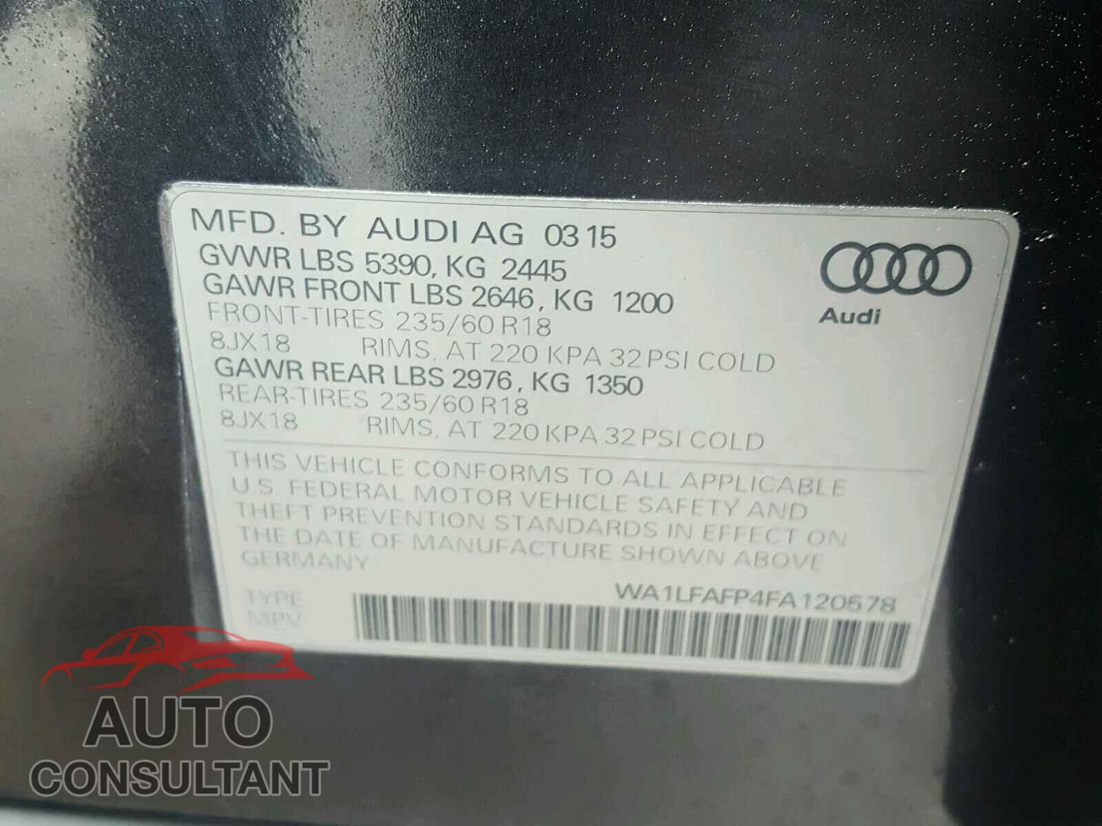 AUDI Q5 2015 - WA1LFAFP4FA120578